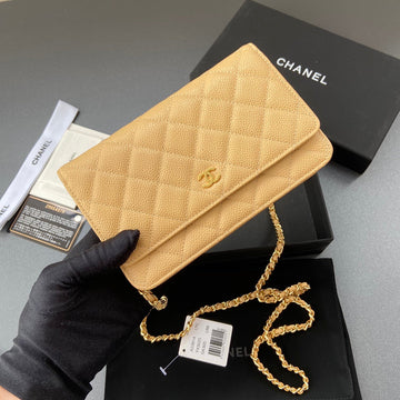 CC Woc 20CM Yellow Grained Calfskin Gold Hardware