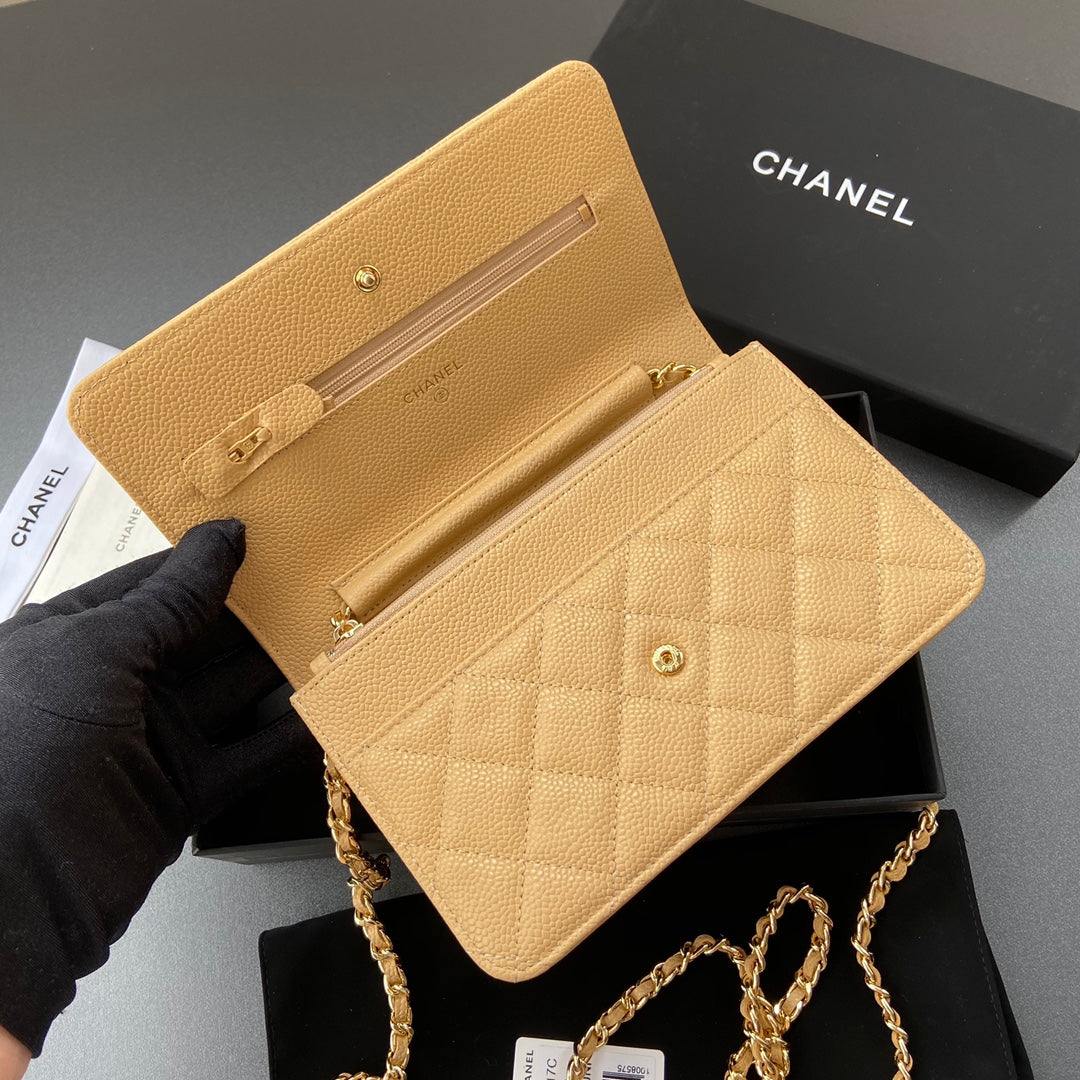 CC Woc 20CM Yellow Grained Calfskin Gold Hardware