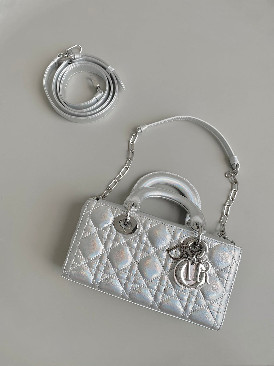 D-Joy Bag 22 In Silver Lambskin