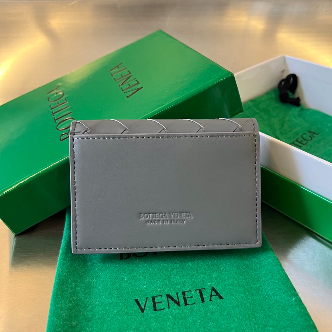 Intrecciato Business 11 Gray Calfskin Card Case