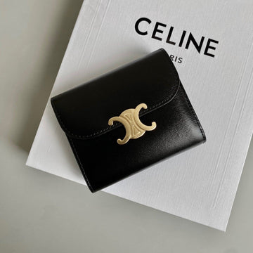Triphome 10 Trifold Wallet Calfskin Black