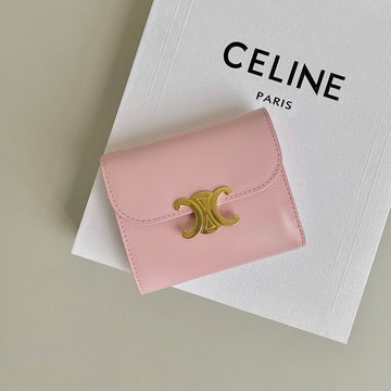 Triphome 10 Trifold Wallet Calfskin Pink Pastel