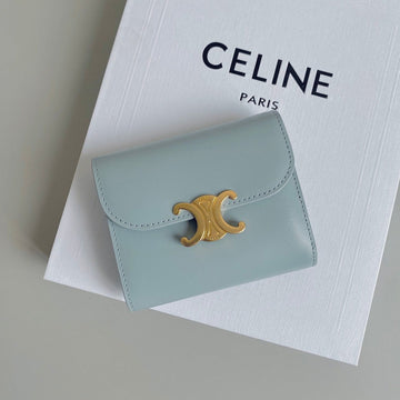 Triphome 10 Trifold Wallet Calfskin Blue Pastel