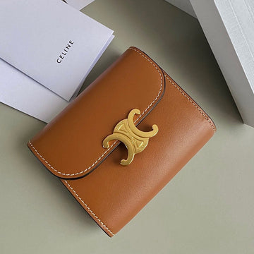 Triphome 10 Trifold Wallet Calfskin Cinnamon Brown