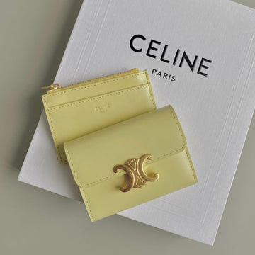 Triphome 9 Wallet Two-In-One Yellow Pastel Calfskin