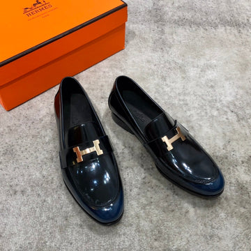 Hm Paris Loafer Glossy Navy Calfskin