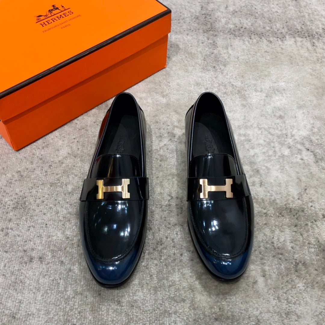 Hm Paris Loafer Glossy Navy Calfskin