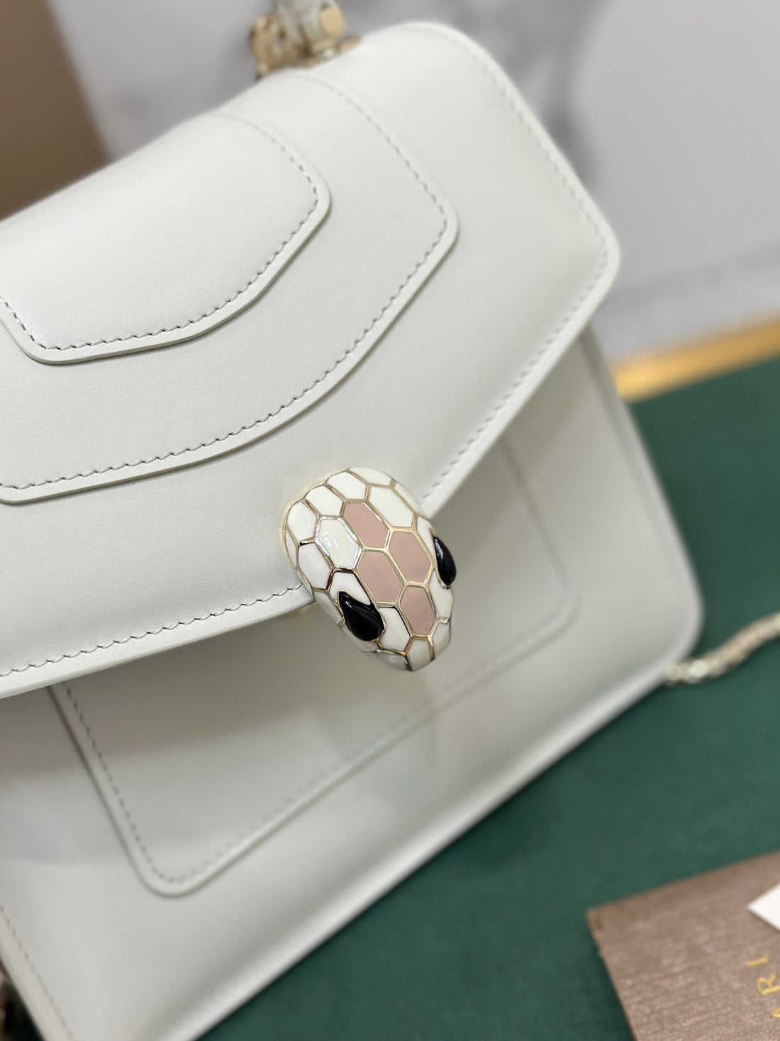 Bvl Serpenti Forever Top Handle Bag 18CM White Calfskin Ghw 188604