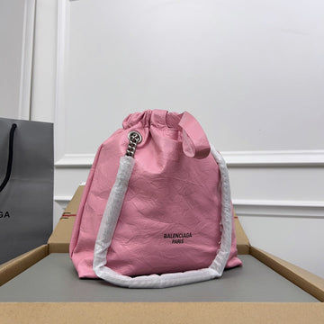 Crush Small Tote Bag 27 In Pink Crushed Calfskin Silver Hardware