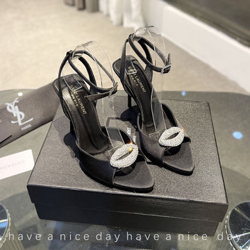 Sl Ayers Crystal Sandal Black Satin