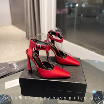 Sl Fanny Slingback Pumps Red Satin