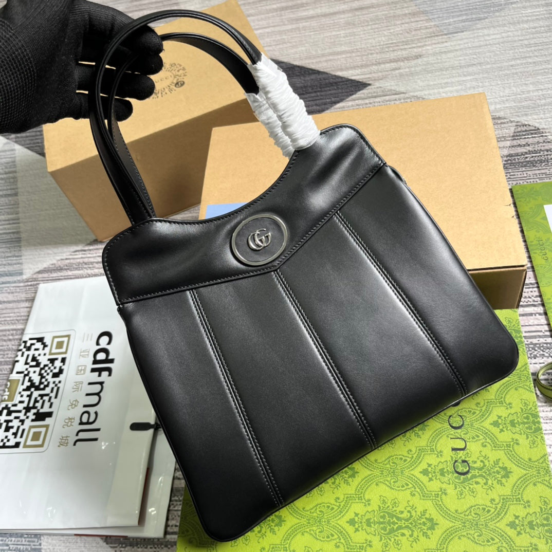 GG Small 28 Tote Bag In Black Calfskin