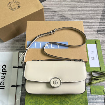 GG Small 27 Handbag In White Calfskin