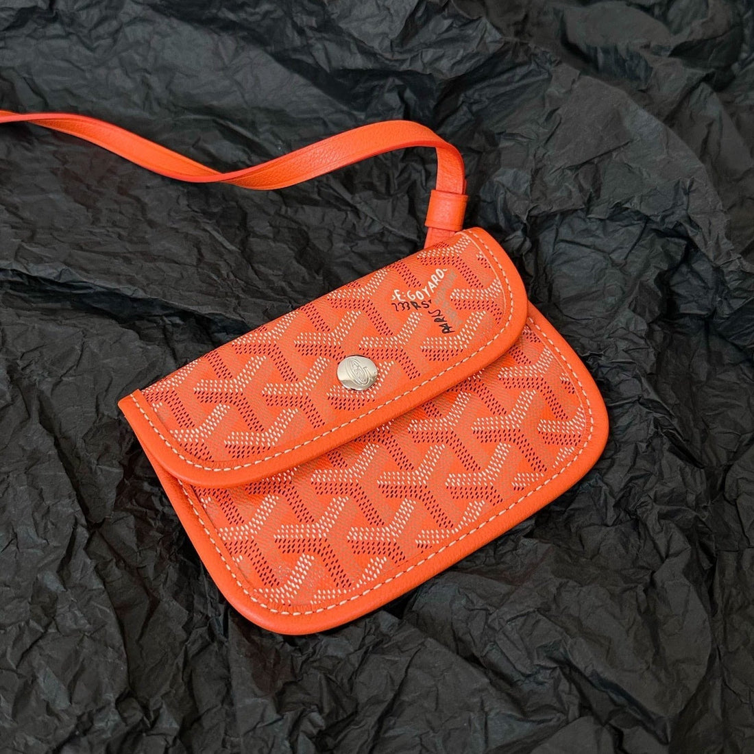 Anjou Mini Bag 20 In Red Orange Goyardine Canvas And Calfskin