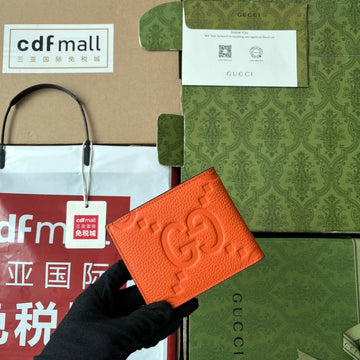 Wallet 11 In Orange Embossed Calfskin