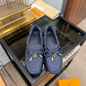 LV Gloria Flat Loafer Logo Stamping Dark Blue