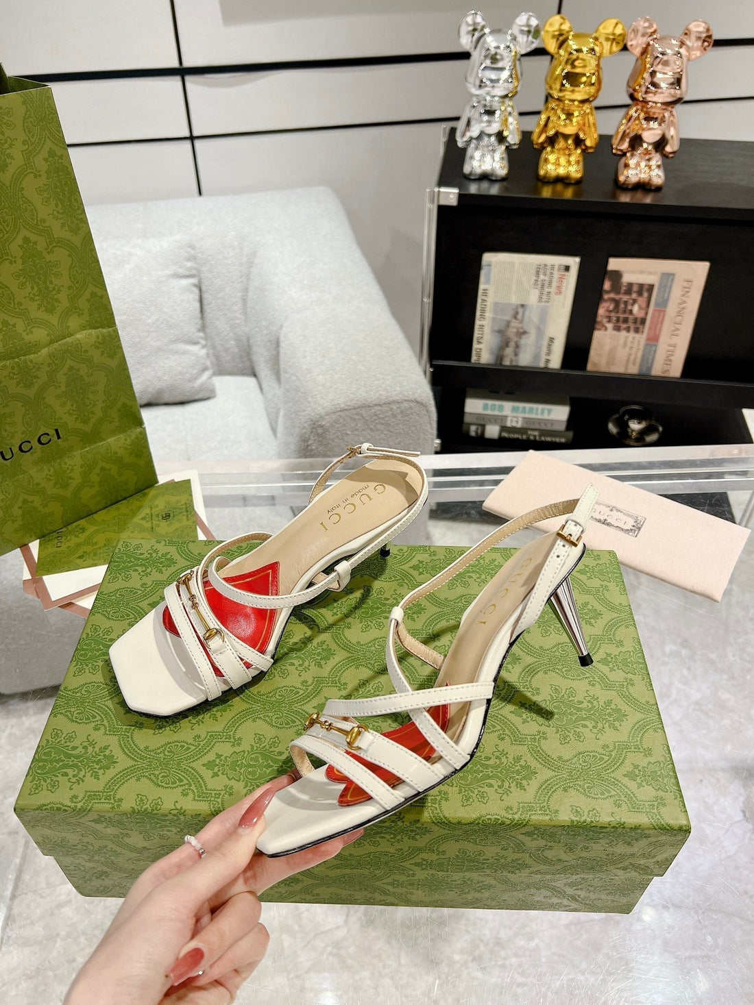 High Heel 65MM In White Calfskin With Red Heart