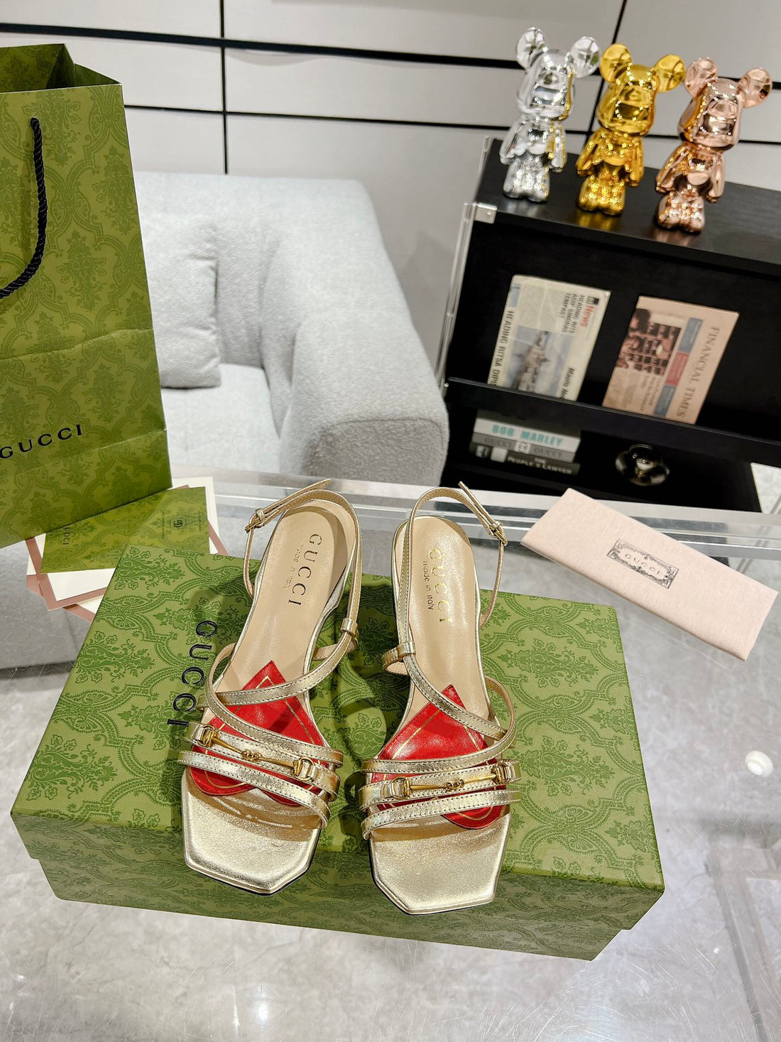 High Heel 65MM In Light Gold Calfskin With Red Heart