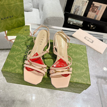 GG Classic Strappy Heel Sandal Pastel Pink Calfskin