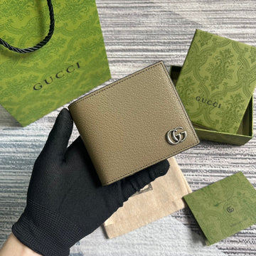 GG Marmont 11 Bifold Wallet In Mocha Brown Calfskin
