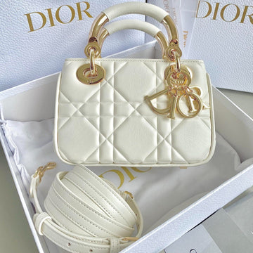 Mini Lady 19 In White Lambskin