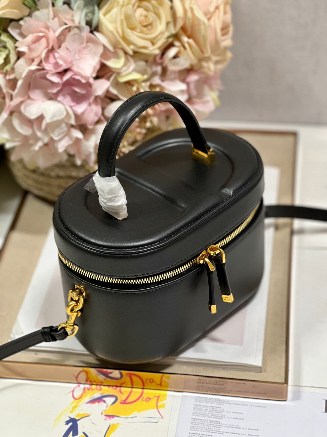 Caro Small 20 Vanity Case In Black Smooth Lambskin