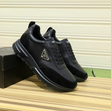 Pra Sneaker In Black Calfskin And Grey Suede