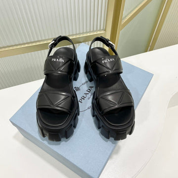 Pra Monolith Platform Sandals Black Calfskin