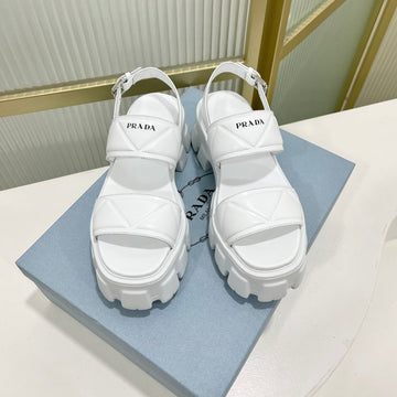 Pra Monolith Platform Sandals White Calfskin