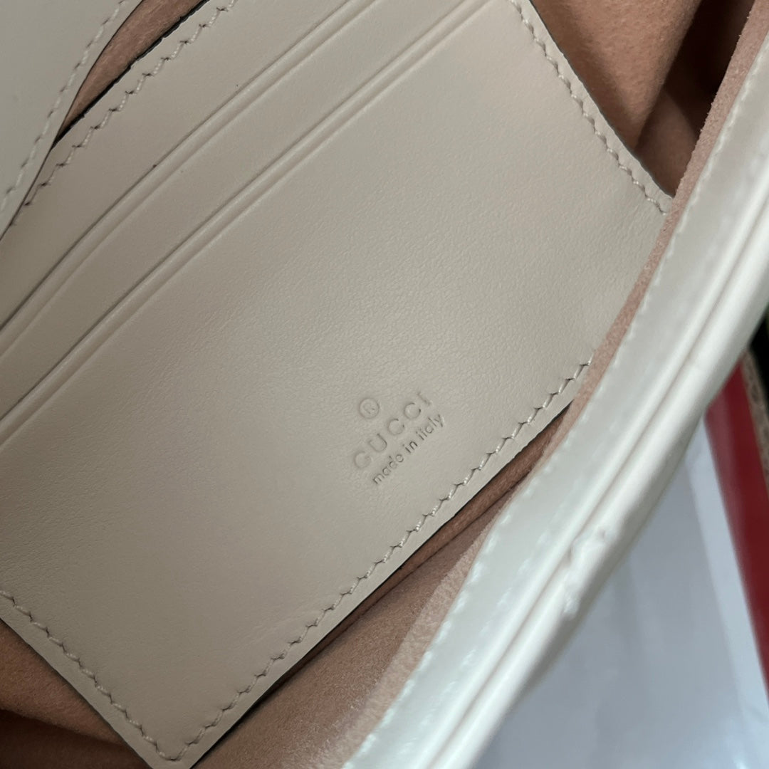 GG Marmont 21CM White Calfskin Gold Hardware