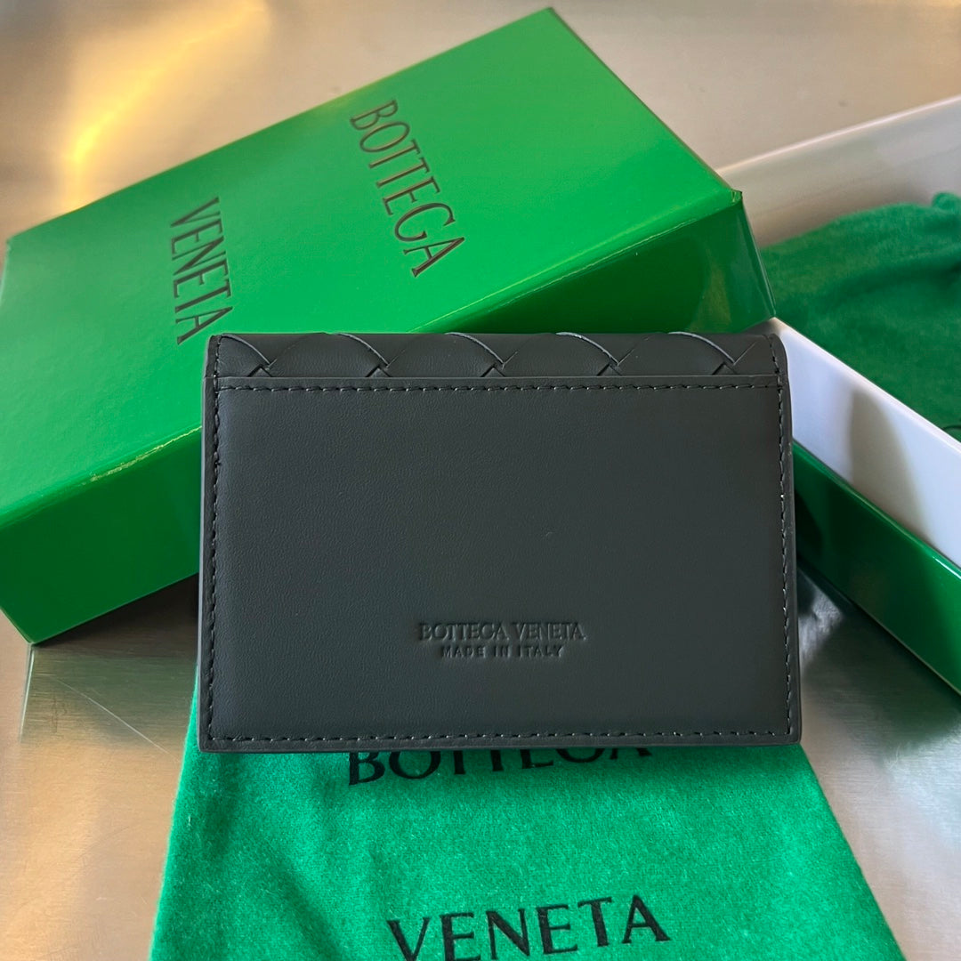 Intrecciato Business 11 Black Calfskin Card Case