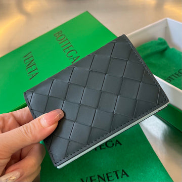 Intrecciato Business 11 Black Calfskin Card Case