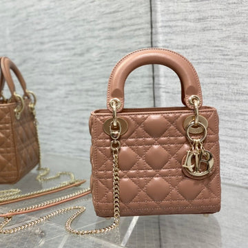 Mini Lady 17 Pinkish Brown Lambskin