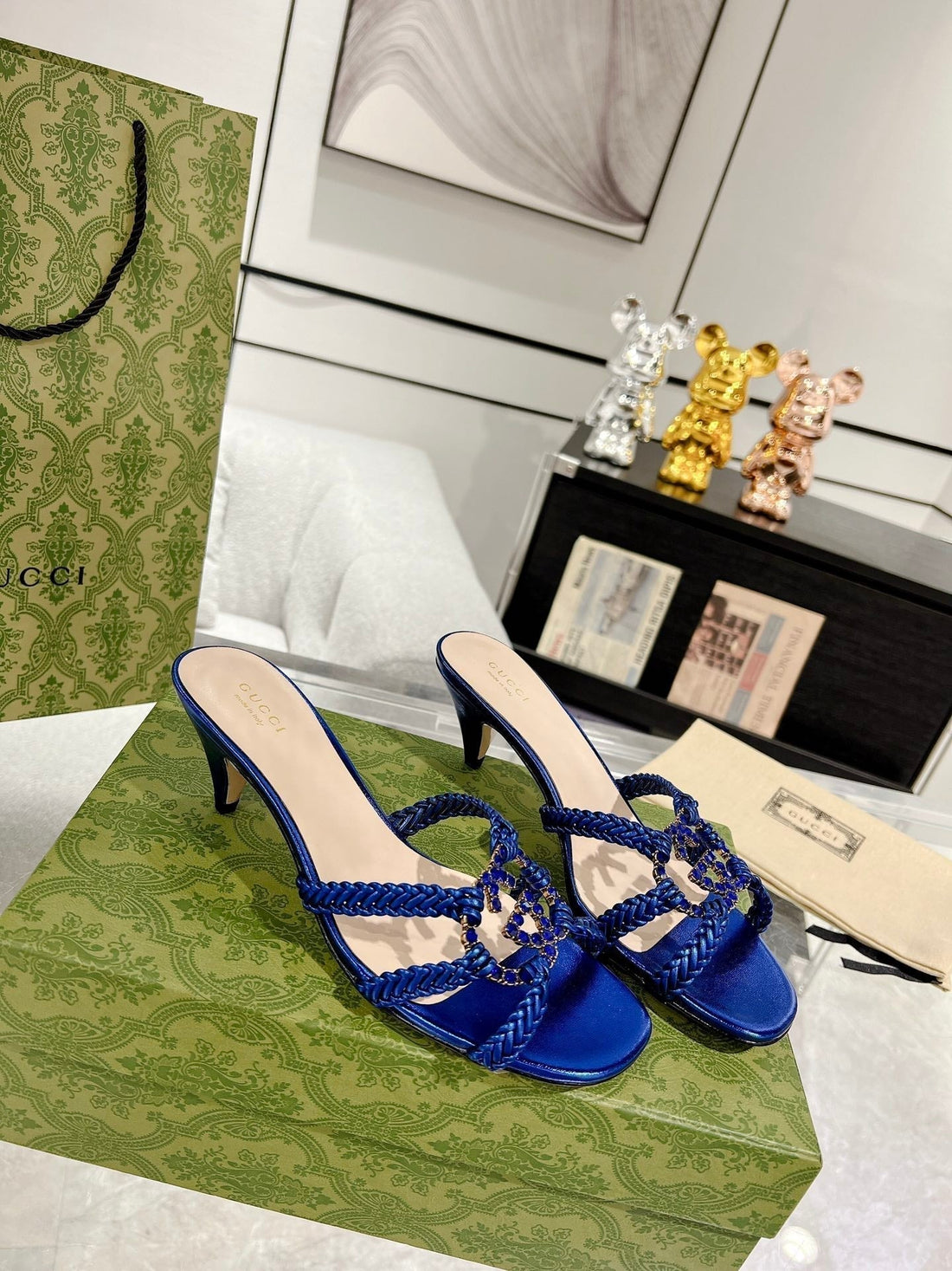 GG Crystal Mid -- Heel Azure Calfskin