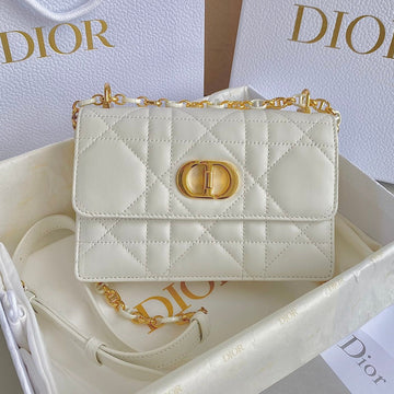 Mini Chain Bag 17 In White Calfskin