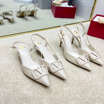 Vlogo Slingback Pump In White Calfskin Leather