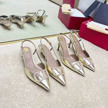 Vlogo Slingback Pump In Light Gold Calfskin Leather