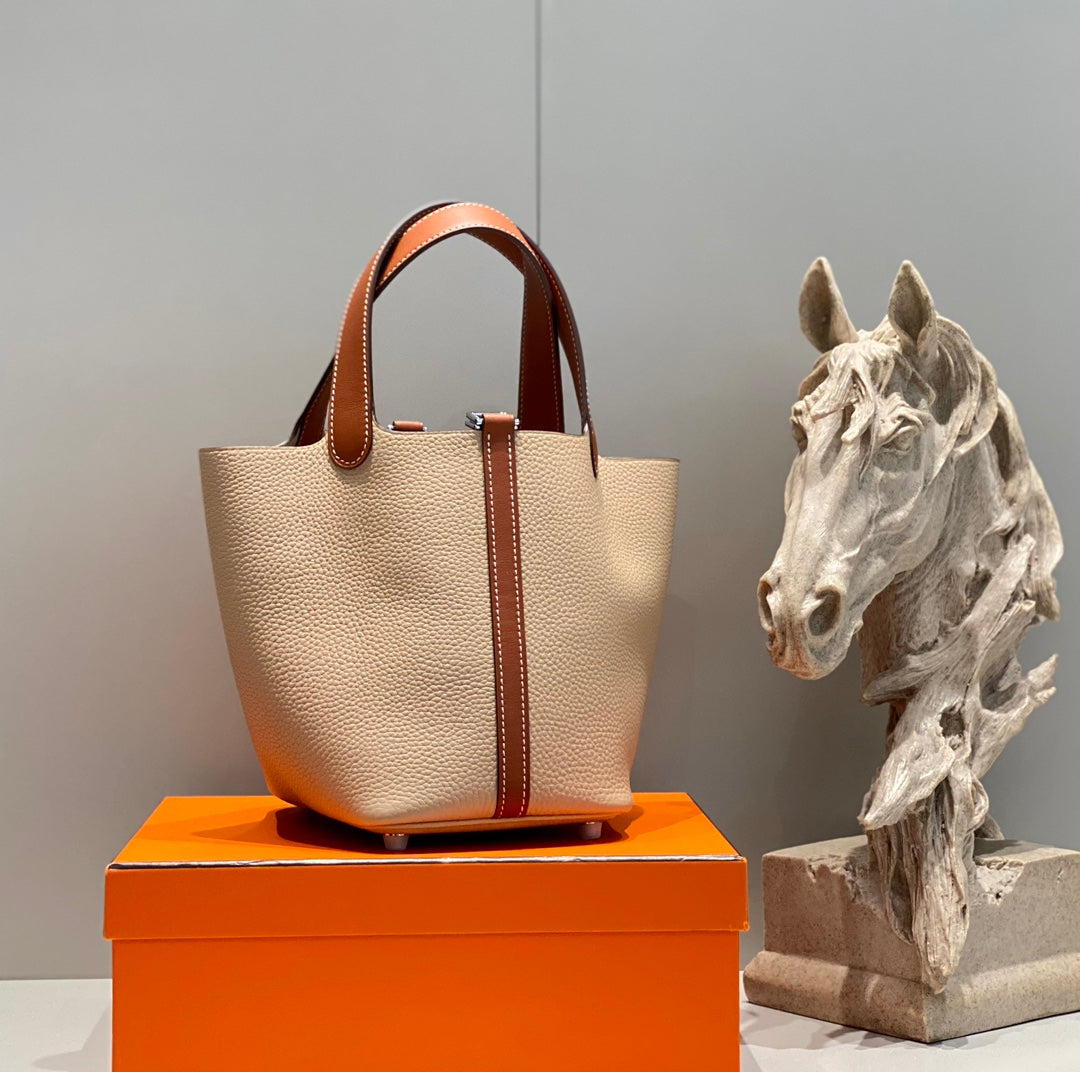 Hermes Picotin Lock 18 Beige Mix Brown Togo Leather 255565