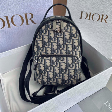 Mini Rider Backpack 24 Beige And Black Oblique Jacquard