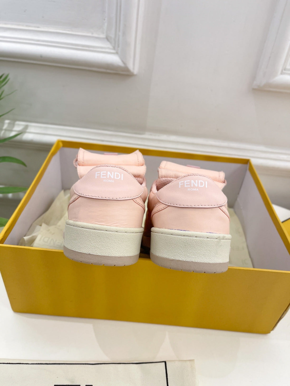 Fendi Trainer Sneaker In Light Pink Lambskin