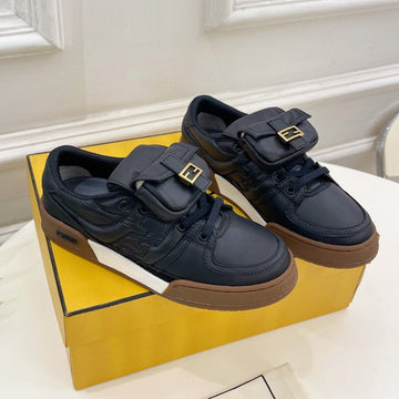 Fendi Trainer Sneaker In Black Lambskin