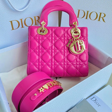 Medium Lady 20 Handbag In Hot Pink Lambskin