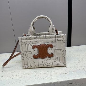 Small Cabas 26 Grey Textile Multi Logo Triomphe Calfskin