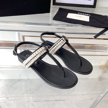 Slingbacks Thong Sandal Black Lambskin Mop