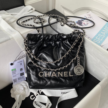 CC 24S Hobo 22 Bag 20CM Black Aged Lambskin