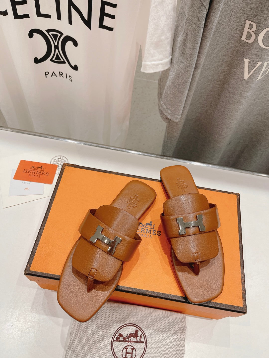 Classic H Buckle Sandals Caramel Lambskin