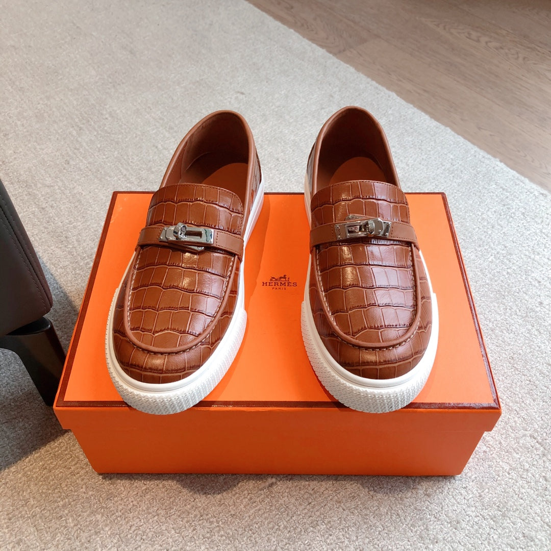 Hm Game Slip-On Crocodile Motif Sneaker Fire Calfskin