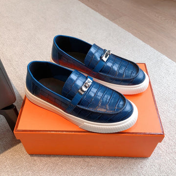 Hm Game Slip-On Crocodile Motif Sneaker Navy Calfskin