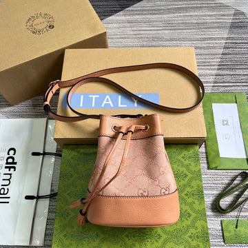 GG Ophidia Mini 19 Bucket Light Pink Canvas And Calfskin