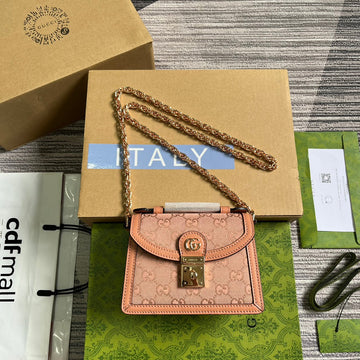 GG Ophidia Mini 17 Handbag In Light Pink Canvas